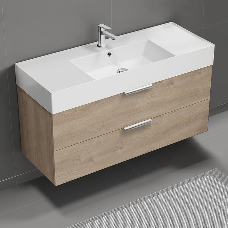 Bathroom Vanity Floating Bathroom Vanity, Modern, 48 Inch, Chrome Handles Nameeks DERIN232